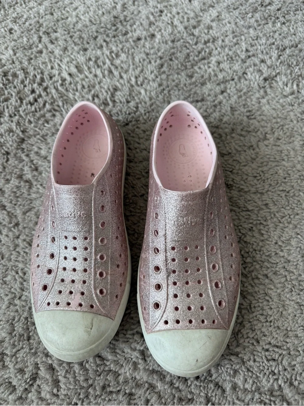 Native Shoes Kids Rose Gold Glitter Slip-On Water Shoes